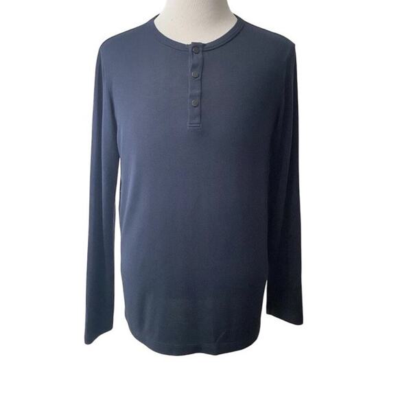 Theory Men's Snap Henley Black Modal Activate Jersey Sz XL Minimalist Casual EC - Picture 2 of 16